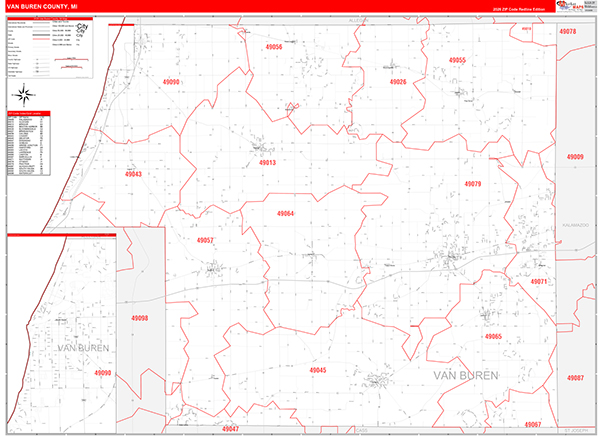 Van Buren County, MI Zip Code Map